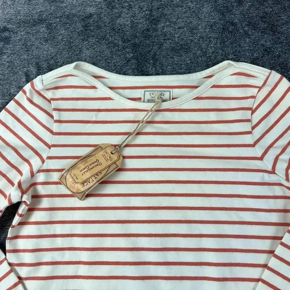 Fat Face Women's Long Sleeve Organic Cotton Crewneck Shirt Sz 2 NWT Striped Red - Picture 2 of 11